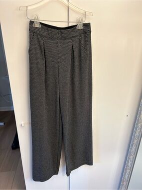 Max Studio Black & White Wide-Leg Herringbone Pants